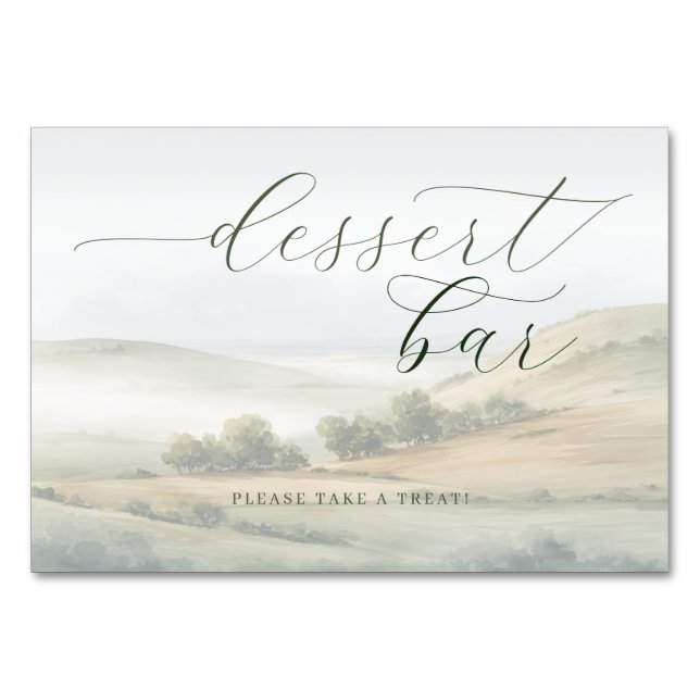 Serene Pastel Watercolor Landscape Table Number (Front)