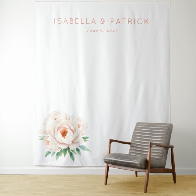 Serene Pastel Watercolor Peonies Tapestry (In Situ)
