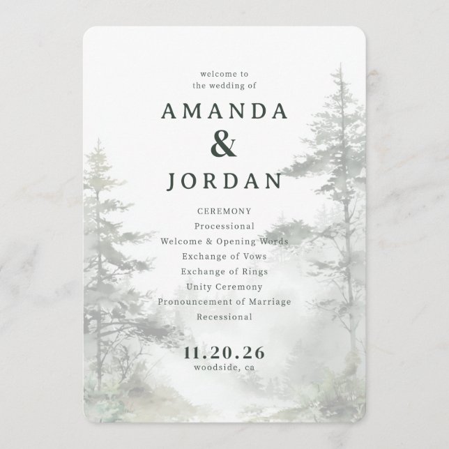 Serene Pastel Watercolor Trees Programme (Front)