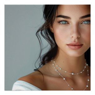Serene Pearl Radiance Digital Portrait Poster