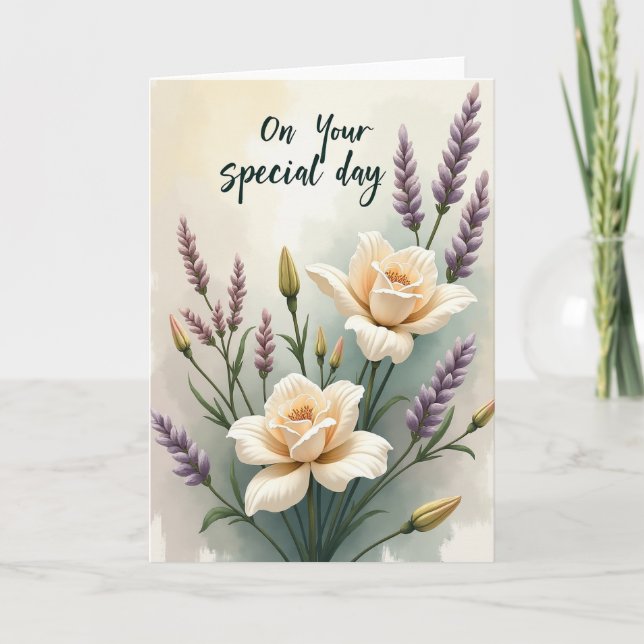 Serene Petal Birthday Card (Front)