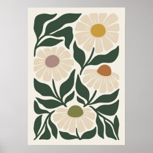 Serene Petals Mid Century Chamomile Poster