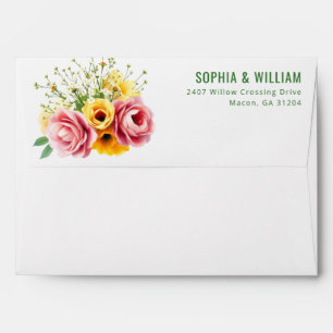 Serene Pink Floral Bouquet Envelope