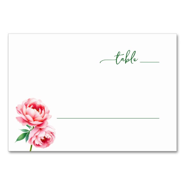 Serene Pink Floral Minimalist Table Number (Front)