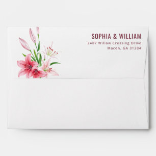Serene Pink Floral Watercolor Illustration Envelope