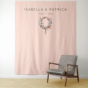 Serene Pink Floral Wreath Tapestry