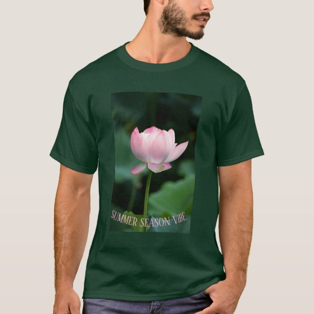 Serene Pink Lotus Flower Summer Season Custom T-Shirt (Front)