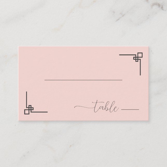 Serene Pink Minimalist Table Illustration Place Card (Front)