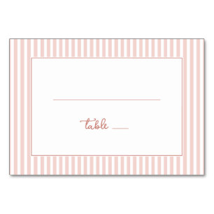 Serene Pink Stripes Table Number