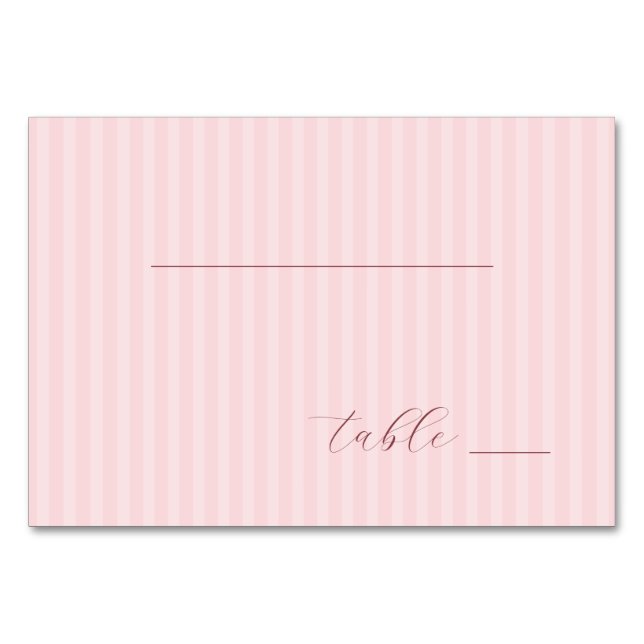 Serene Pink Stripes Table Number (Front)