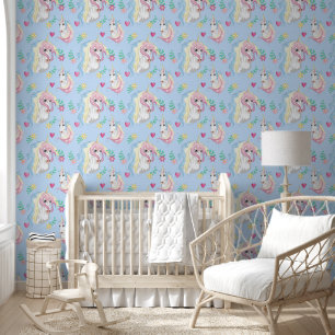 Serene Pink Unicorn Wallpaper