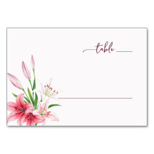 Serene Pink Watercolor Lilies Table Number