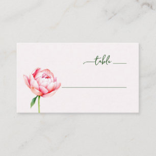 Serene Pink Watercolor Peony Place Card