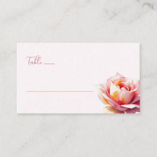 Serene Pink Watercolor Rose Place Card
