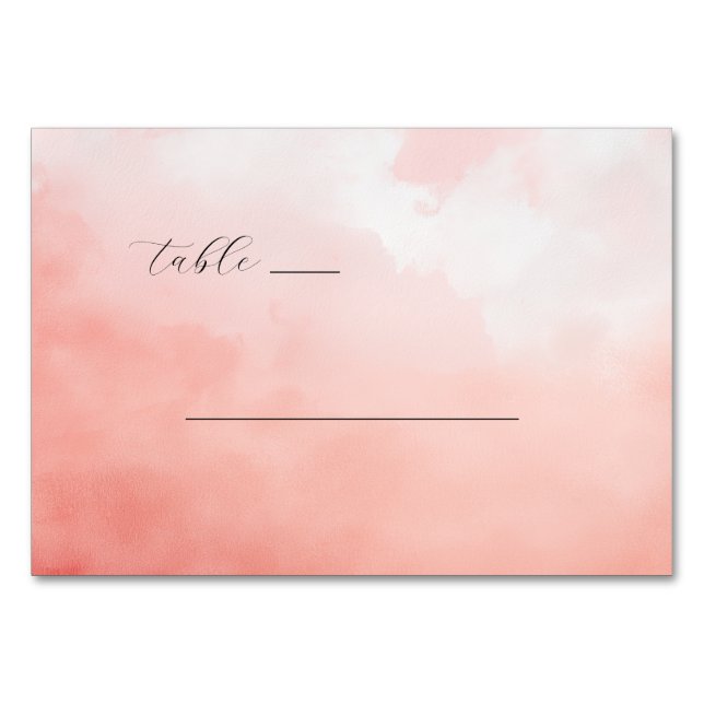 Serene Pink Watercolor Table Card (Front)
