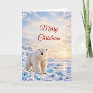 Serene Polar Bear Christmas Winter Wildlife Holiday Card