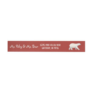 Serene Polar Bear on Red Wrap Around Label