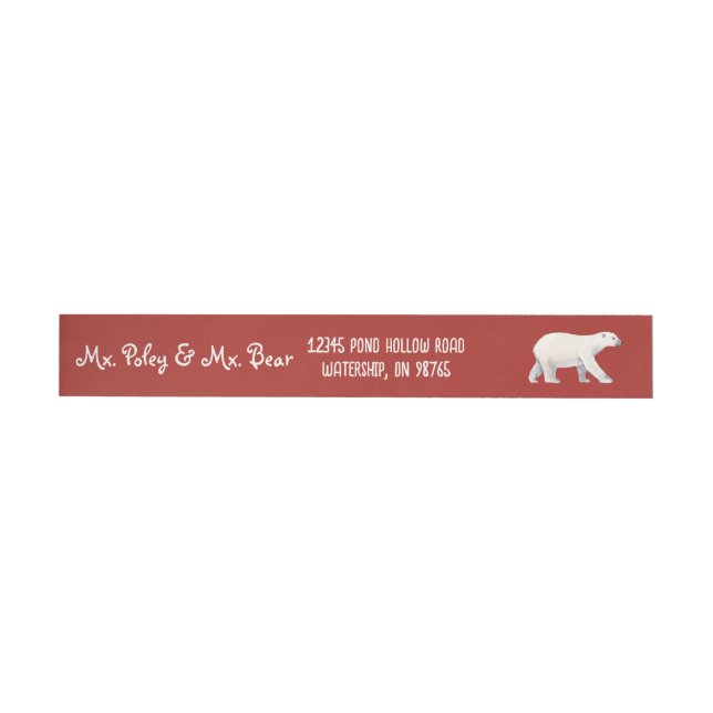 Serene Polar Bear on Red Wrap Around Label (Individual)