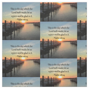 SERENE PSALM 118:24 SUNSET OVER THE LAKE FABRIC