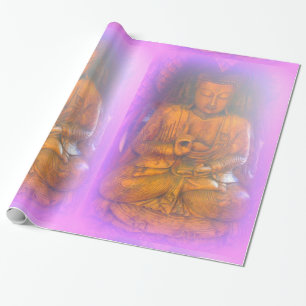 serene purple aura sitting buddha wrapping paper