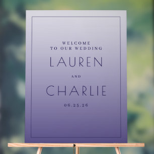 Serene Purple Wedding Invitation Acrylic Sign
