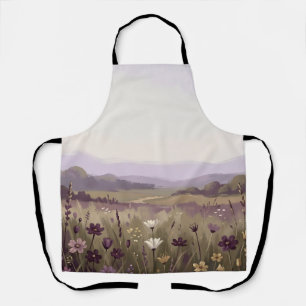 Serene Purple Wildflower Meadow Rolling Hills Apron