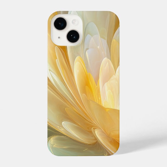 Serene Radiance of Golden and Aqua Petal Layers iPhone Case (Back)