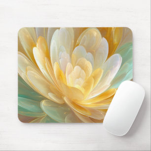 Serene Radiance of Golden and Aqua Petal Layers Mouse Mat