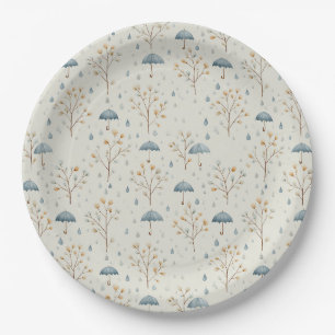 Serene Rain Garden Floral Pattern (10) Paper Plate
