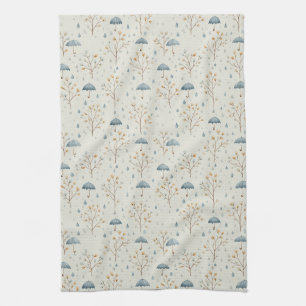 Serene Rain Garden Floral Pattern (10) Tea Towel