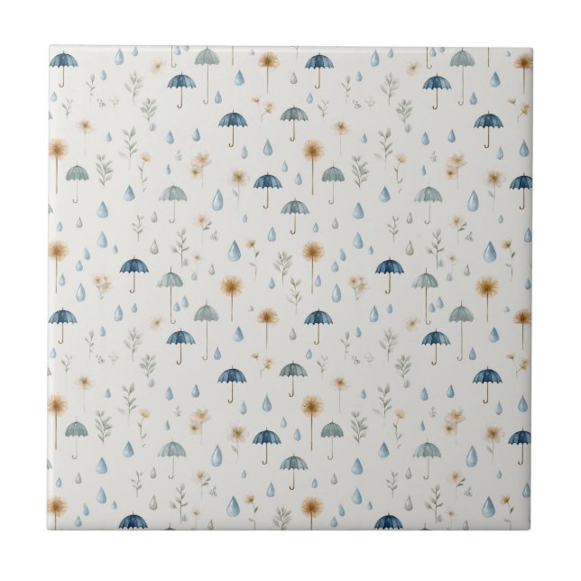 Serene Rain Garden Floral Pattern (12) Tile (Front)
