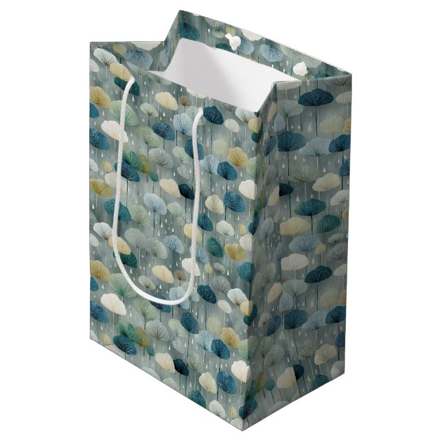 Serene Rain Garden Floral Pattern (1) Medium Gift Bag (Front Angled)