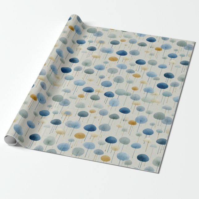 Serene Rain Garden Floral Pattern (2) Wrapping Paper (Unrolled)