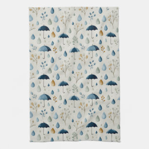 Serene Rain Garden Floral Pattern (3) Tea Towel