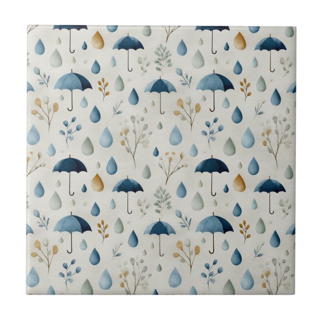 Serene Rain Garden Floral Pattern (3) Tile (Front)