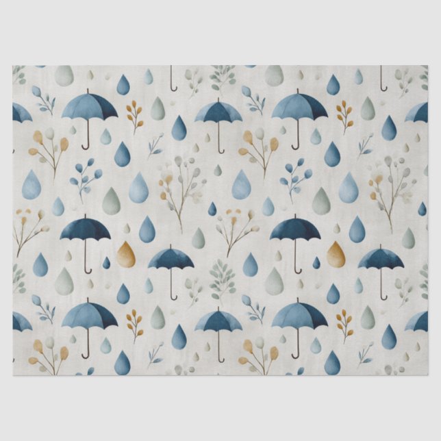 Serene Rain Garden Floral Pattern (3) Tissue Paper (Front)