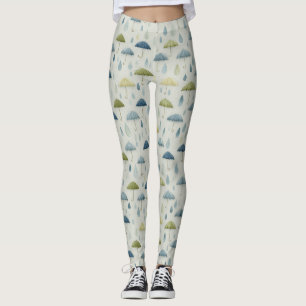 Serene Rain Garden Floral Pattern (4) Leggings