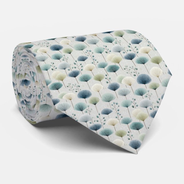 Serene Rain Garden Floral Pattern (5) Tie (Rolled)