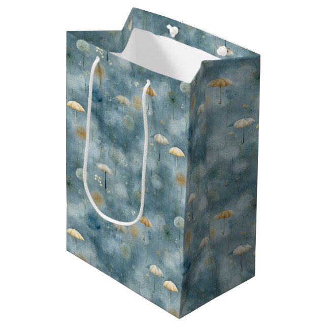 Serene Rain Garden Floral Pattern (6) Medium Gift Bag (Front Angled)