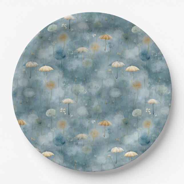 Serene Rain Garden Floral Pattern (6) Paper Plate (Front)