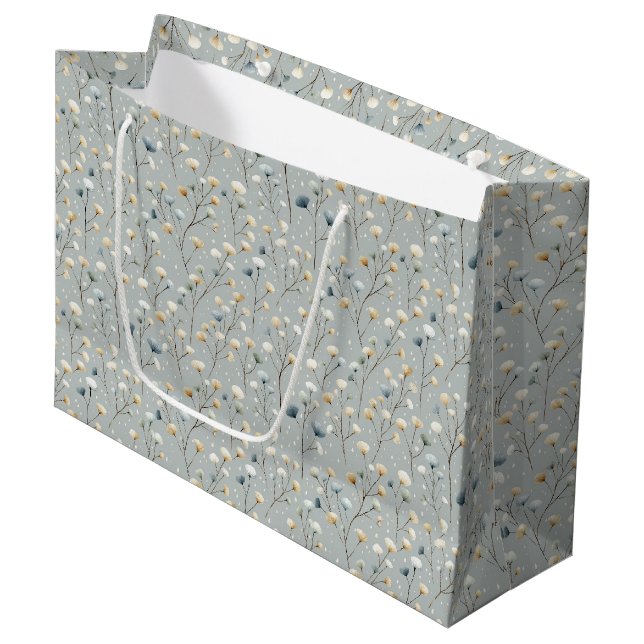 Serene Rain Garden Floral Pattern (7) Large Gift Bag (Front Angled)