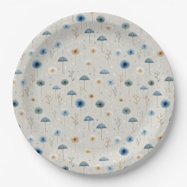Serene Rain Garden Floral Pattern (8) Paper Plate (Front)