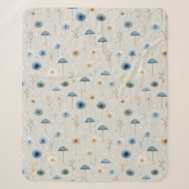 Serene Rain Garden Floral Pattern (8) Sherpa Blanket (Front)