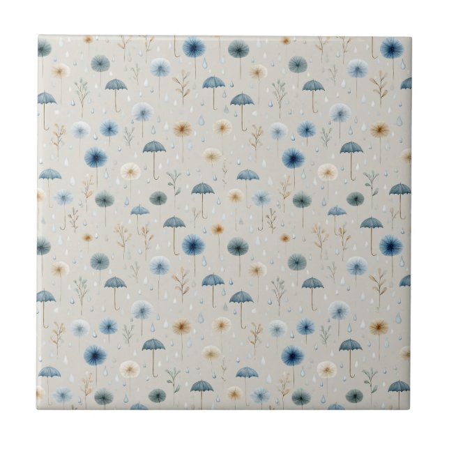 Serene Rain Garden Floral Pattern (8) Tile (Front)