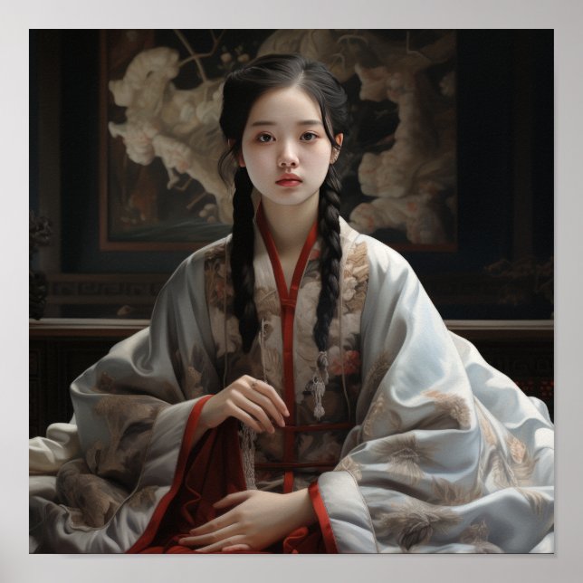 Serene Reflections: A Captivating Chinese Girl Con Poster (Front)