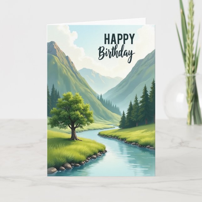 Serene River Birthday Card (Front)