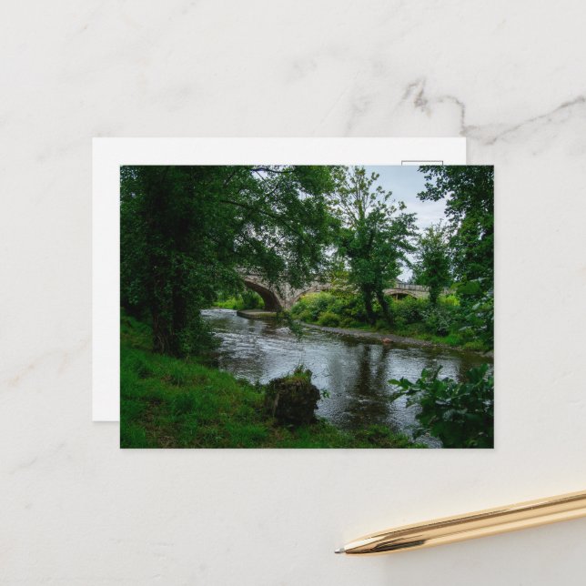 Serene River Elwy and St. Asaph Bridge Postcard (Front/Back In Situ)
