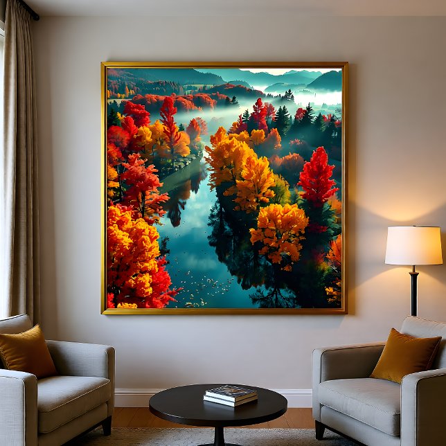 Serene River Shore Reflection Nature Art Canvas Print (Creator Uploaded)