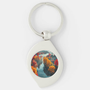 Serene River Shore Reflection Nature Art  Key Ring