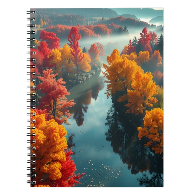 Serene River Shore Reflection Nature Art  Notebook (Front)